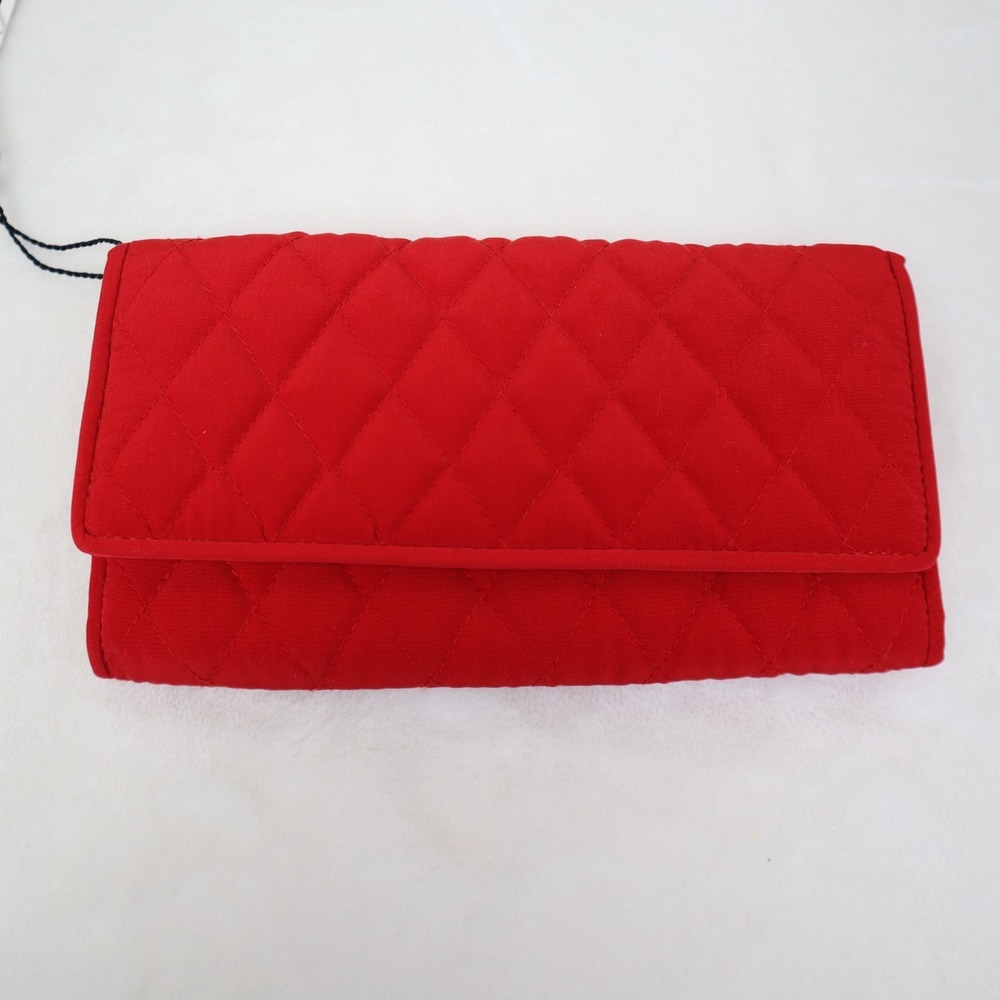 Vera BradleyMicrofiber Clutch Wallet Red Quilted Snap Closure NWT - Picture 3 of 8